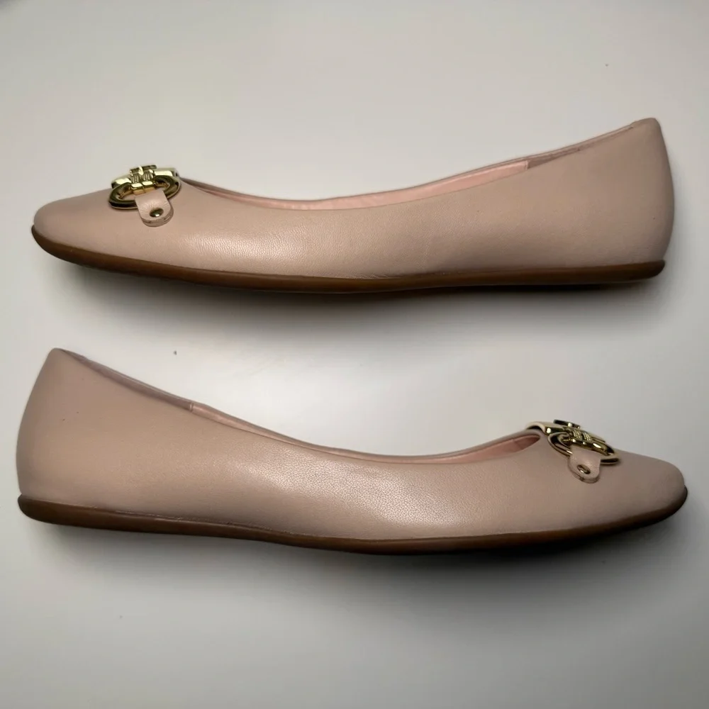 Kate Spade New York Phoebe Blush Pink Leather Ballet Flats Size 9.5M Preppy Chic